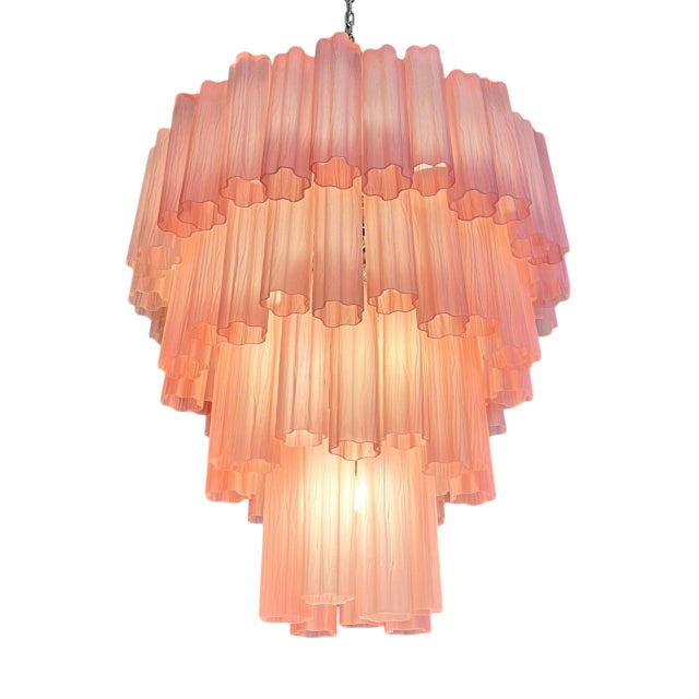 Not Yet Made - Made To Order Handmade Murano Glass Chandelier with 80 Pink Tubes from Justfurnituress SRL For Sale - Image 5 of 15