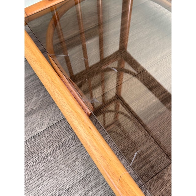 Vintage Italian Bookcase Shelf in Bamboo and Smoked Glass, 1980s For Sale - Image 11 of 12