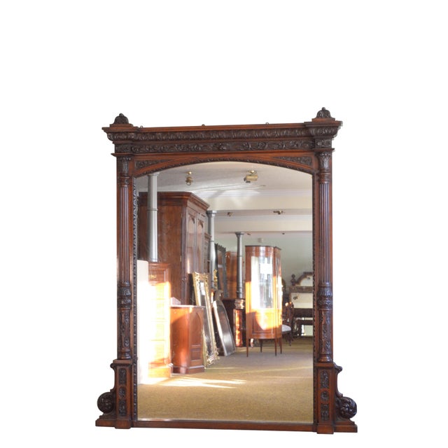 19th Century Antique English Oak Mirror with Carved Details, 1880 For Sale - Image 5 of 18