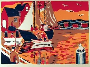 Seaside Town, Biagio Civale Screenprint, Signed and Numbered in Pencil