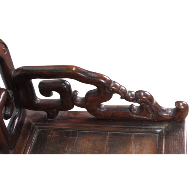 A Pair Antique Chinese Rosewood Arm Chairs For Sale - Image 11 of 12