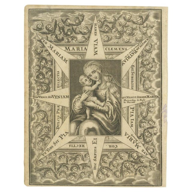 Virgin Mary with Child, 1700s, Engraving For Sale - Image 9 of 9