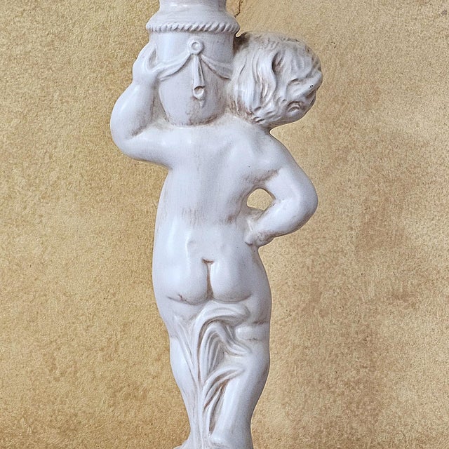 1960s Arnel’s Ceramic Cherub Pedestal Compote Bowl, Canby Oregon For Sale - Image 11 of 18