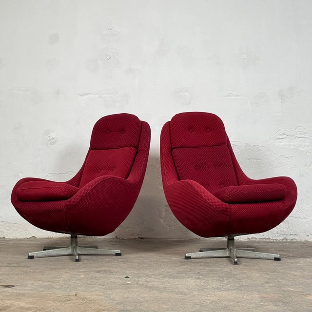 Red Vintage Burgundy Swivel Chair from Up Závody, 1960s For Sale - Image 8 of 11