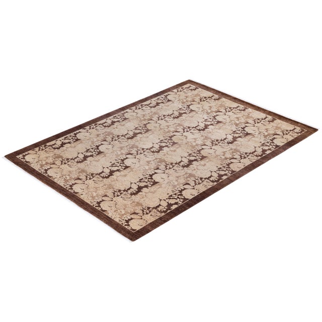 Brown Mogul, One-of-a-Kind Hand-Knotted Area Rug - Brown, 4' 1" x 5' 10" For Sale - Image 8 of 8