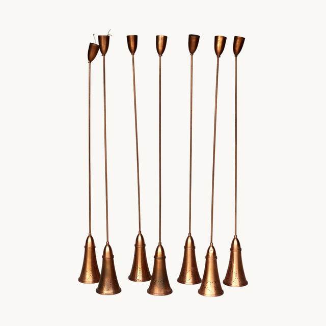 Copper Vintage Brass Pendant Lights, 1960s, Set of 7 For Sale - Image 8 of 8