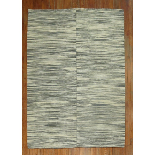 Gray Modernist Retro Deco Kilim For Sale - Image 10 of 18