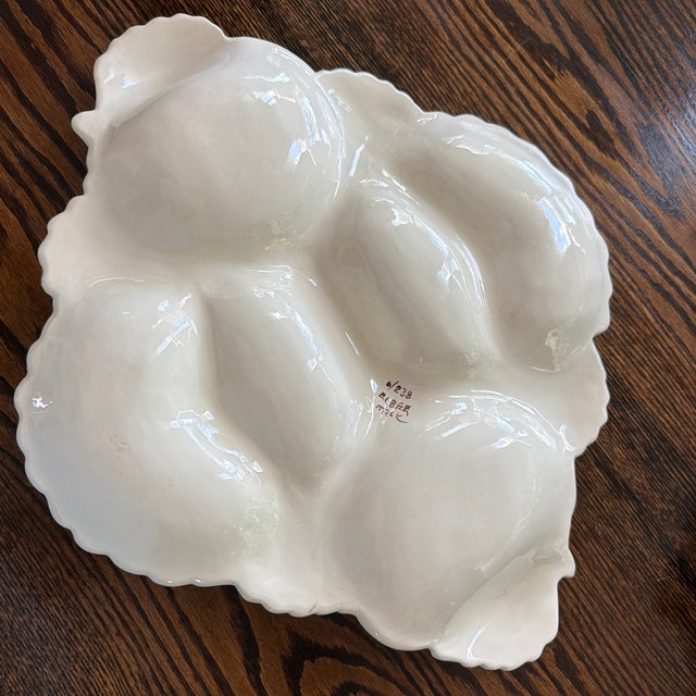 Vintage Italian White Ceramic Seashell Serving Platter by Elbee For Sale - Image 4 of 5