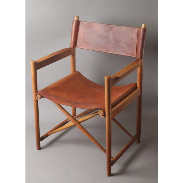 Model 903 Foldable Chair in Saddle Leather and Oak by Kurt Culetto for Horgenglarus, 1960s For Sale - Image 6 of 18