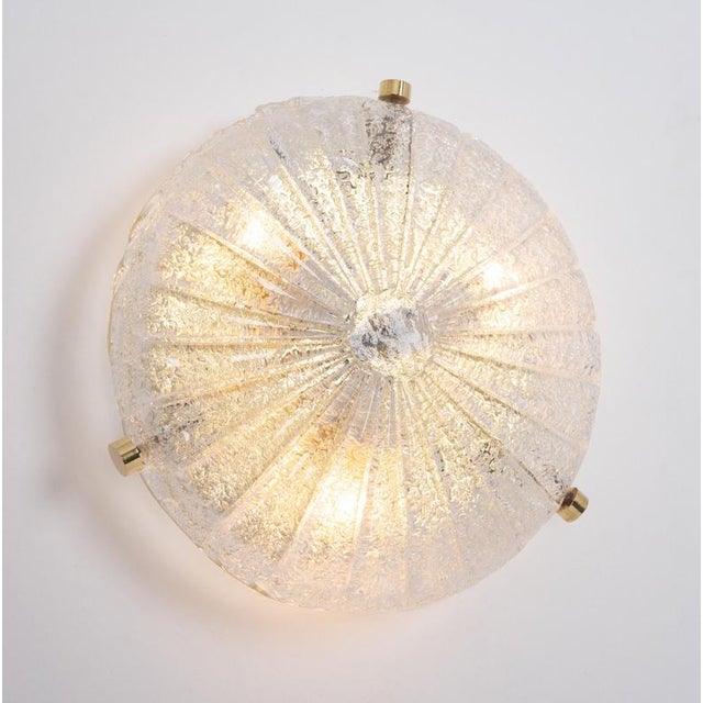 Small Brass and Murano Glass Flush Mount attributed to Hillebrand, Germany, 1970s For Sale - Image 6 of 14