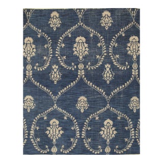6x9 Luxurious Chloe Blue Floral Traditional Hand Knotted Wool Carpet Rug For Sale