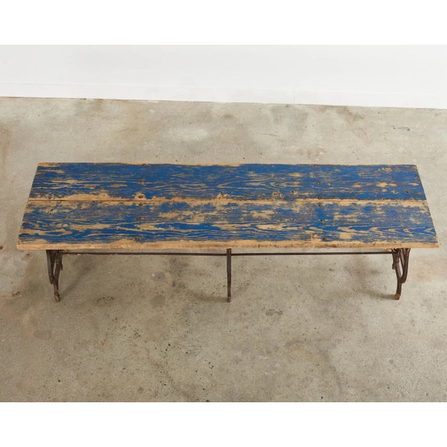 19th Century French Industrial Style Pine Iron Dining Table For Sale - Image 4 of 13