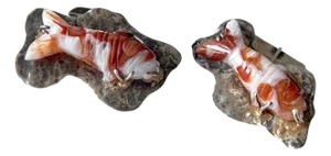 1950s Sterling Silver Vermeil Carved Agate Koi Fish Cufflinks
