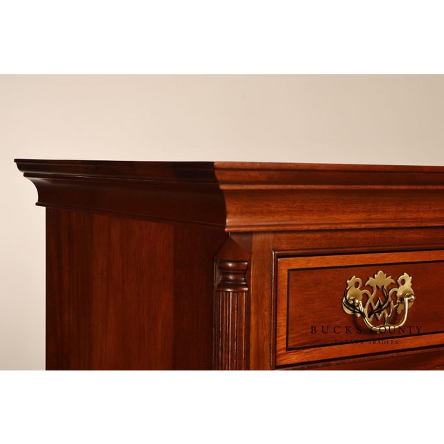 Chippendale Stickley Georgian Style Banded Mahogany Tall Chest For Sale - Image 3 of 18
