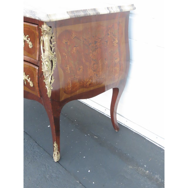 Brown French Marble Top Bombay Serpentine Inlay Commode Dresser Bathroom Vanity 6435a For Sale - Image 8 of 17
