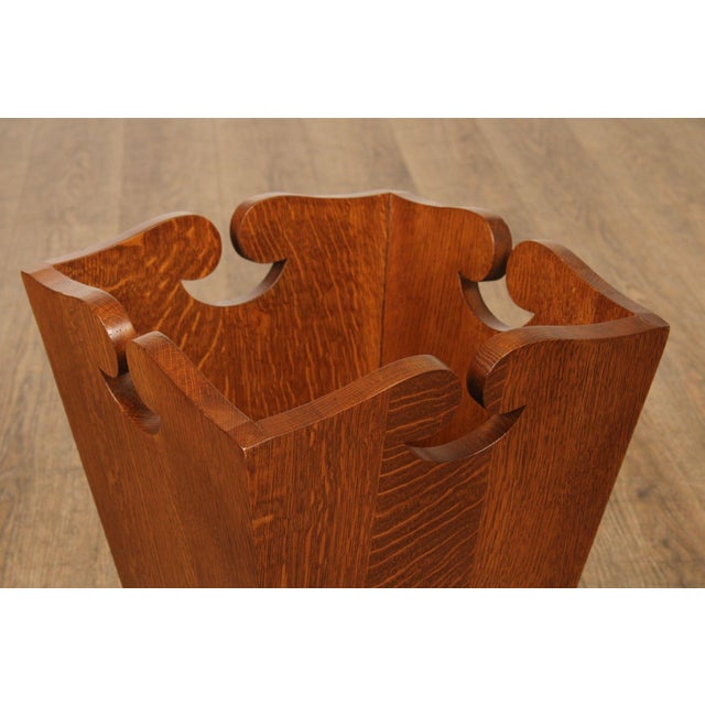1990s Stickley Mission Collection Oak Waste Basket For Sale - Image 5 of 12