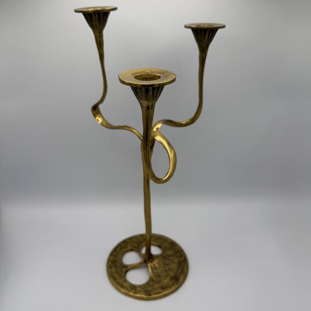 1960s Large Three-Light Candlestick in Brass by Kurt Jesch for Fratelli Tonini, Italy, 1960s For Sale - Image 5 of 16