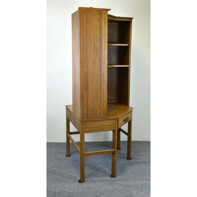 A.Brandt Ranch Oak Rustic Southwest Corner Desk Bookcase Top Desk has One Drawer Dovetail Joinery Wrought Iron Handle,...