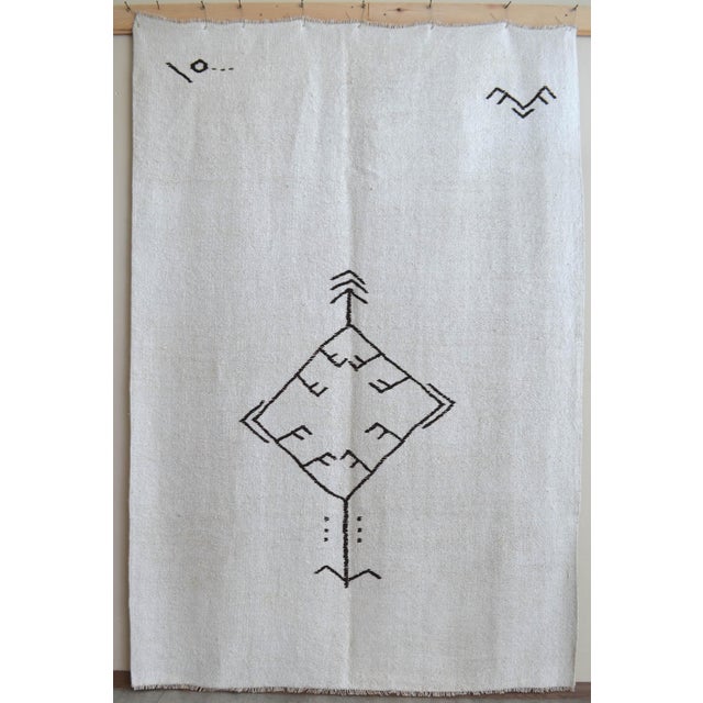 Vintage Natural Hemp Rug Kilim Primitive Pattern Area Wall Rug 5′1