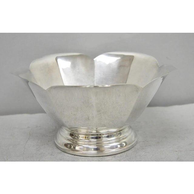 Vintage Mid Century Modern Silver Plated Lotus Flower Petal Decorative Bowl. Circa Late 20th Century. Measurements: 4.5" H...