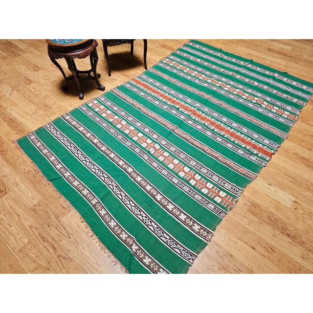1900 - 1909 Vintage American Southwestern Blanket, Handwoven Wool, Stripe Pattern, 5x8 For Sale - Image 5 of 16