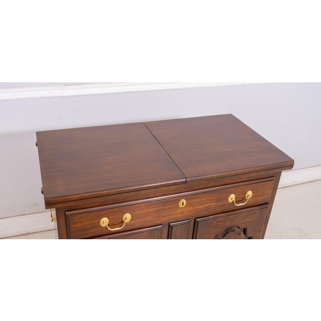 Wood 1980s Harden Cherry Flip Top Server Cabinet For Sale - Image 7 of 18