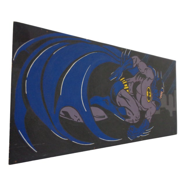 American Artist, Large Batman Street Art Image, Acrylic Painting on Hardboard, 1990s For Sale