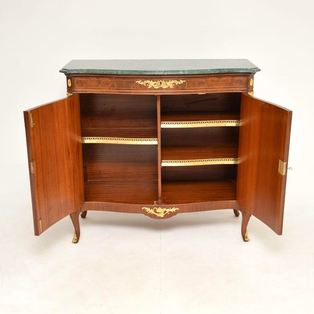 Antique French Burr Walnut Cabinet with Marble Top, 1930s For Sale - Image 3 of 11