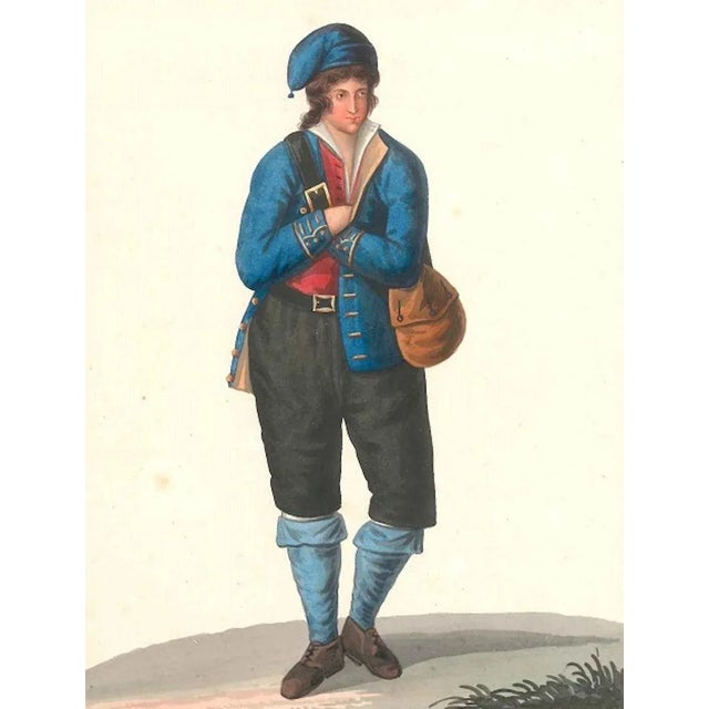 Costume di Zaccanopoli - Watercolor by M. De Vito - 1820 ca. 1820 c.a. For Sale - Image 3 of 3