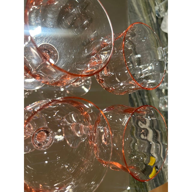 Set of 4 Tiffin-Franciscan American Manor Pink Crystal Tulip Wine Glasses Gorgeous Collectible mid 20th century wine...