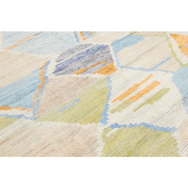 Textile Abstract Geometric Moroccan Style Hand-Knotted Wool Rug – Pastel & Earth Tones For Sale - Image 7 of 11