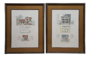 Early 20th Century 4 French Architectural Engravings s Habitations Francaises