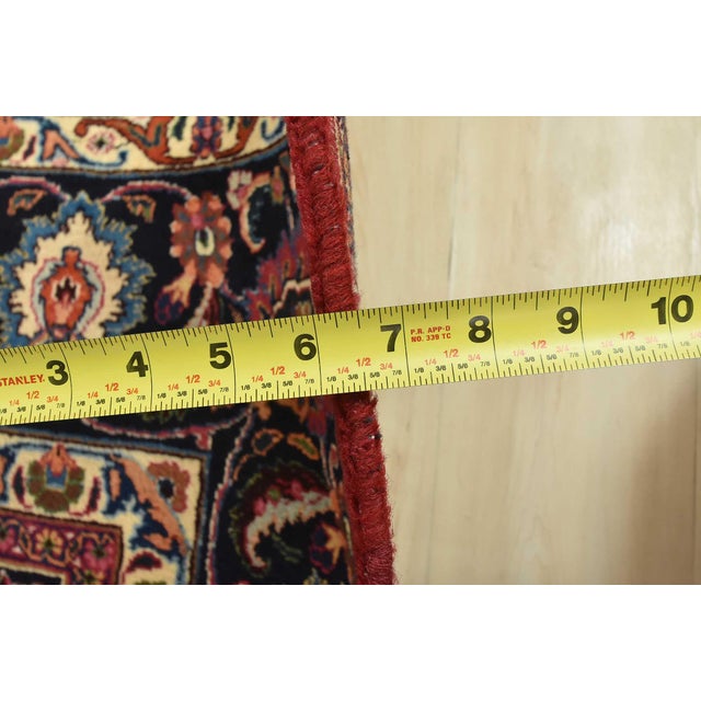 Mashad Rug 9’8” X 12’3” Red Wool Vintage Traditional Hand-Knotted Carpet For Sale - Image 13 of 15