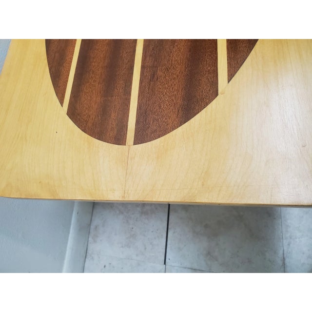 Mid-Century Modern 1990s Custom Space Age Coffee Serving Table Mahogany Inlaid Mid Century Danish Sputnik For Sale - Image 3 of 12