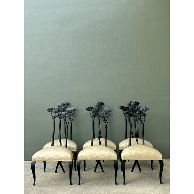 Vintage Christopher Guy Art Nouveau Style Dining Chairs - Set of 6 For Sale In West Palm - Image 6 of 13