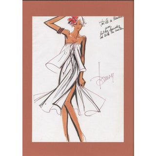 1980 Original Fashion Drawing, Summer, Beach, Cruisewear Watercolor, Pen and Ink- For Sale