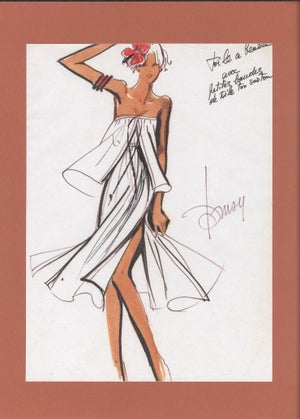 1980 Original Fashion Drawing, Summer, Beach, Cruisewear Watercolor, Pen and Ink-