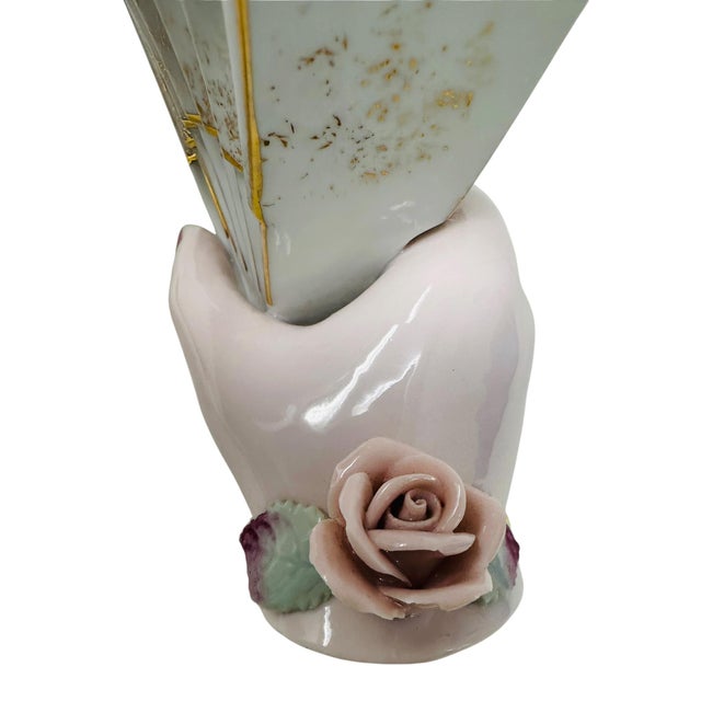 Museum-Quality 1950s Lefton China "Lady's Hand" Set - Large Fan Dish & Bud Vase For Sale In Tampa - Image 6 of 14