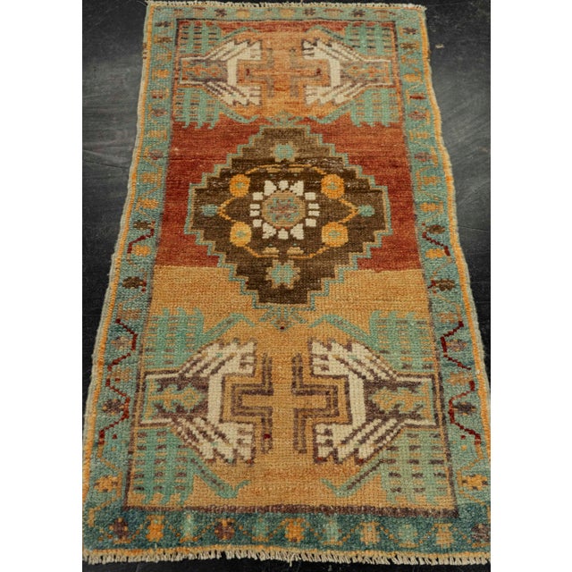 Turkish Mini Rug Oriental Hand Knotted Vintage Rug 1'7" x 2'11" #21181 Explore a curated collection of hallway runners,...
