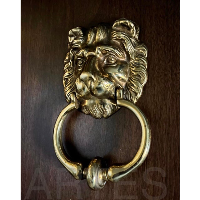 Antique English Brass Lion Door Knocker For Sale - Image 10 of 10