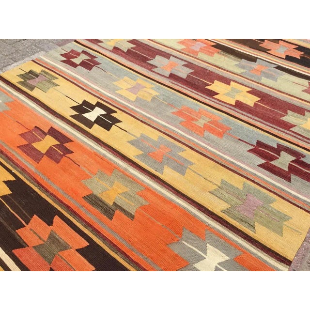 Textile Vintage Turkish Kilim Rug - 71" X 92.5" For Sale - Image 7 of 11