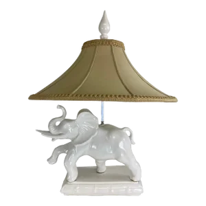 Mid-Century Vintage Oversized Blanc De Chin Italian Elephant Lamp