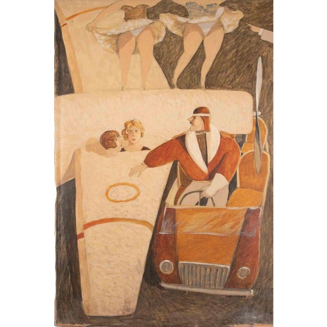 Alberto Gallerati, Flying as a Pretext, Oil Painting, 1980s For Sale - Image 6 of 6
