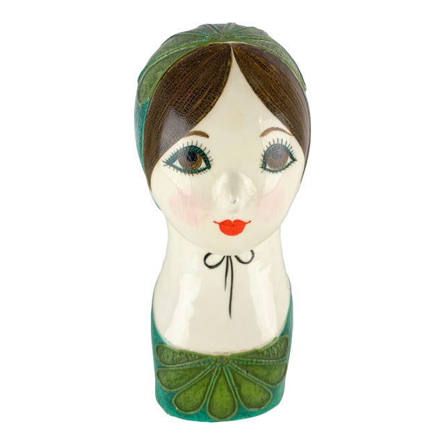 Vintage Capistrano Gemma Taccogna Paper Mache Folk Art Head Wig Stand Mexico For Sale