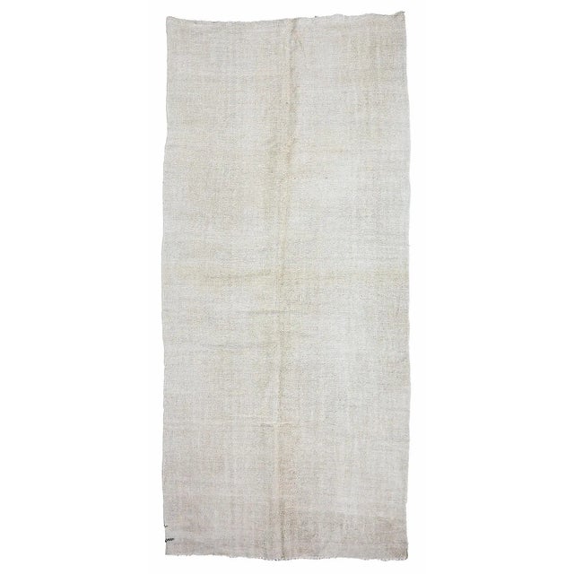 Textile Mid 20th Century Vintage White Hemp Kilim Rug For Sale - Image 7 of 7