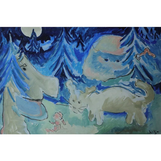 Mid-Century Modern Lennart Lilja, Sagomöte, Oil on Board, Framed For Sale - Image 3 of 6