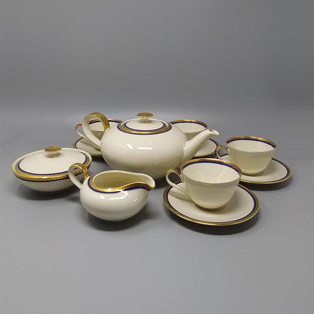 1950s gorgeous white, blue and gold tea set/coffee set in bavaria porcelain. Made in germany - 1 coffee/tea pot 11,81" x...