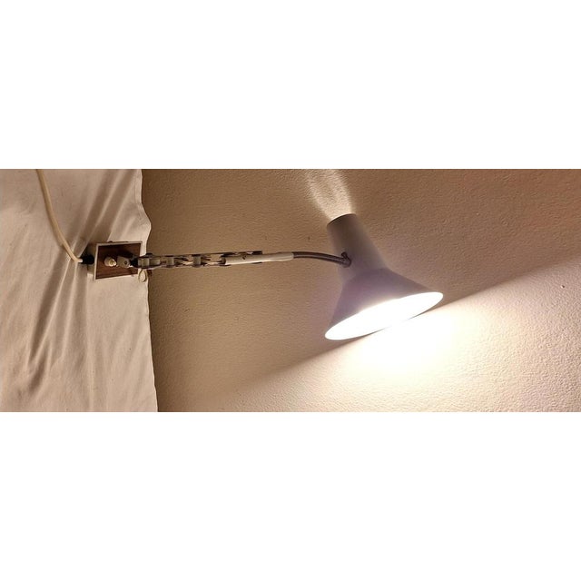 Adjustable Vintage Wall Lamp with Gray Scissor Frame and Metal Shade, 1970s For Sale - Image 3 of 7