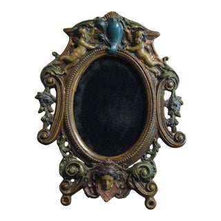 1930s Ornate Cherub Figural Picture Frame For Sale