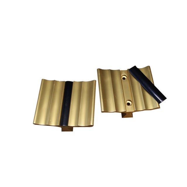 Italian Satin Brass Handles, 1950s, Set of 2 For Sale